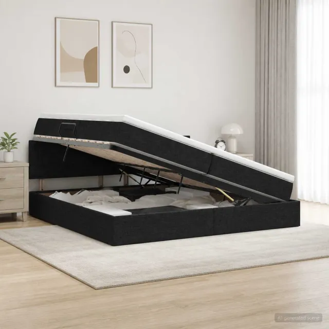 vidaXL Opbergbed met matras met hoofdeinde Zwart 200 x 200 cm fluweel