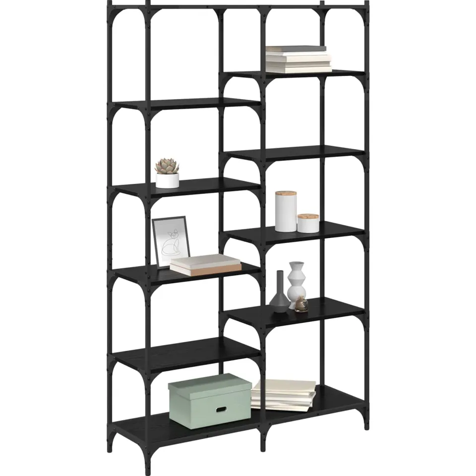 vidaXL Boekenkast 9-laags 100 x 32 x 170 cm Bewerkt hout Zwart eiken