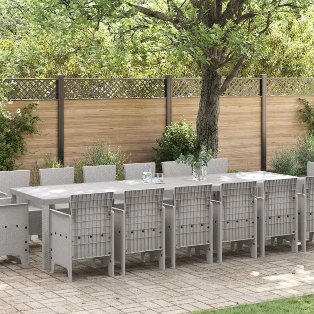 vidaXL Tuin Eetset 15 st Lichtgrijs Polt riet