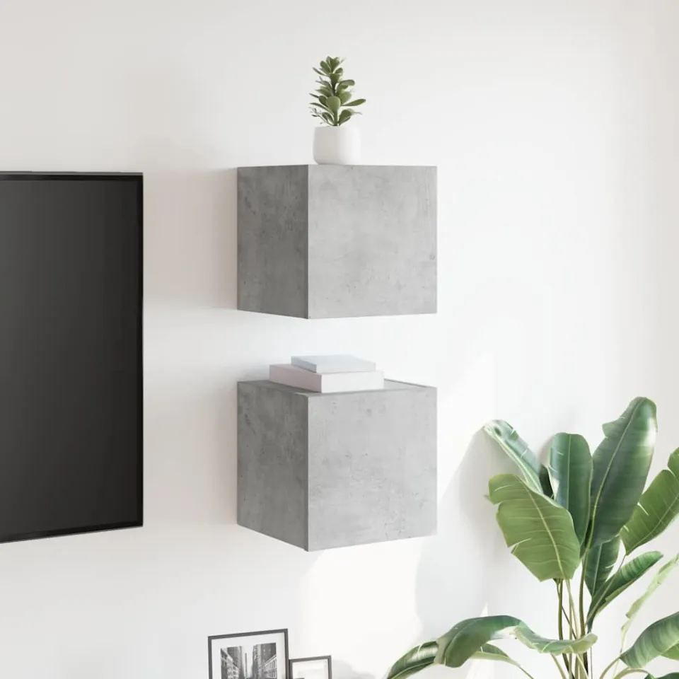 vidaXL Tv-wandmeubelen 2 st 30,5x30x30 cm betongrijs grijs, foto 3