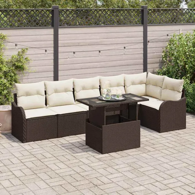 vidaXL Bankstel 7 st Bruin Poly riet, foto 2