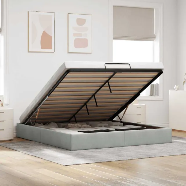 vidaXL Ottoman bedframe zonder matras 160x200 cm fluweel lichtgrijs