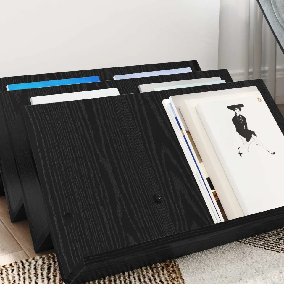 vidaXL Tijdschrift Rek Zwart Eiken 65 x 53 x 28,5 cm Bewerkt hout, foto 4