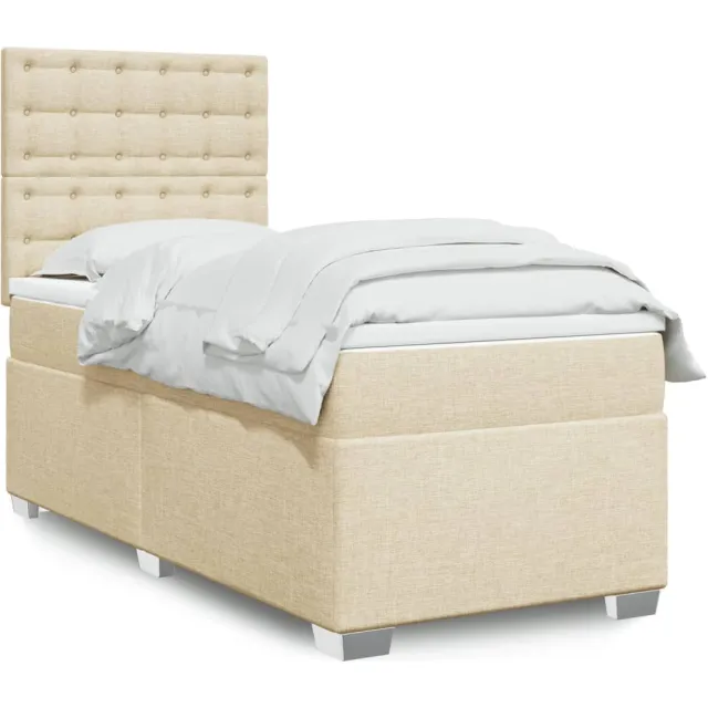 vidaXL Boxspring met matras stof crèmekleurig 80x200 cm