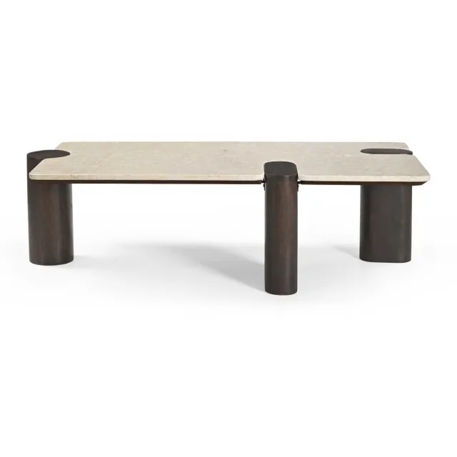 Starfurn Salontafel Maeve - Rechthoek Hout/Marmer - 128x60x36cm Bruin