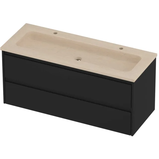 Proline Rollo Badmeubelset Hardsteen Elegant Centraal 120x46x54 cm Sand Stone Mat Zwart