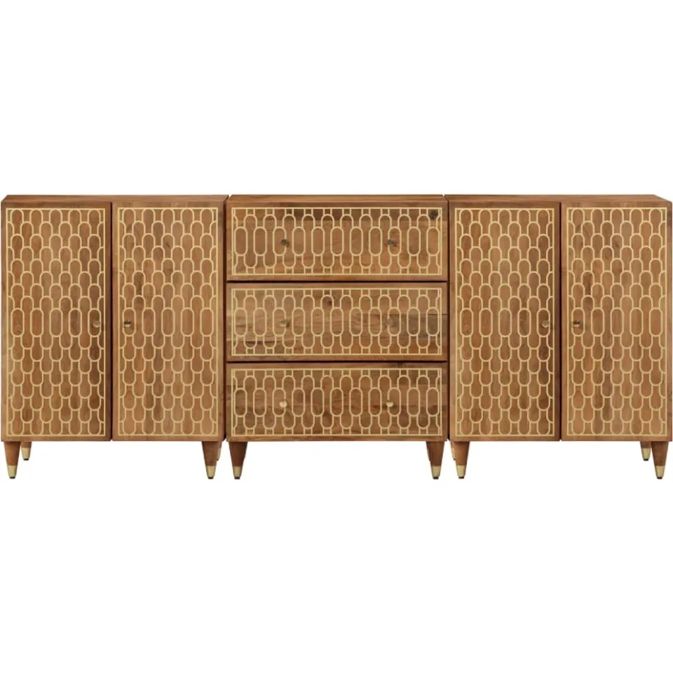 vidaXL Bijzetkasten 3 st 60x33x75 cm massief mangohout bruin, foto 3