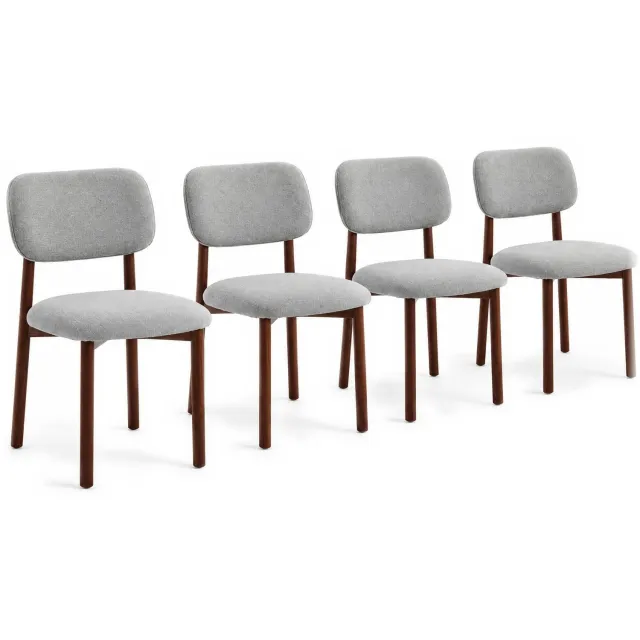 Salvik Eetkamerstoelen Set van 4 Lichtgrijs - Walnoot Poten - Gestoffeerde Eetkamerstoel - Japandi Stoel - Keukenstoelen - Stoelen Eettafel