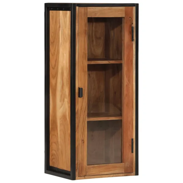 vidaXL Badkamerwandkast 40x30x90 cm massief acaciahout en ijzer Bruin