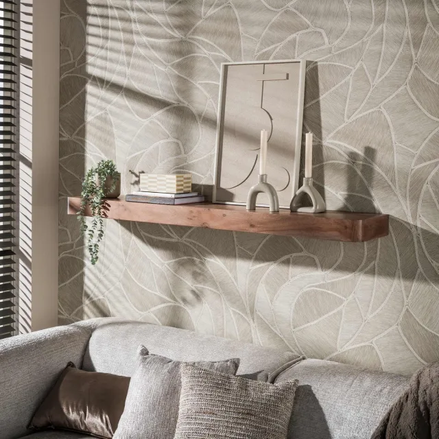 PS-Collection Wandplank Acaciahout Bruin Carve - 150 cm - wandplank, wandrek industrieel, wandrek metaal zwart, wandrek rond, wandrekken, wandplank zwevend, wandplank hout