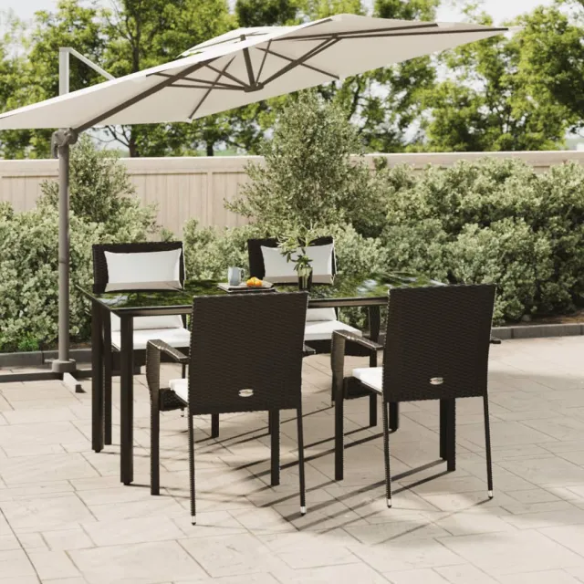vidaXL 5-delige Tuinset met kussens poly rattan zwart, foto 2
