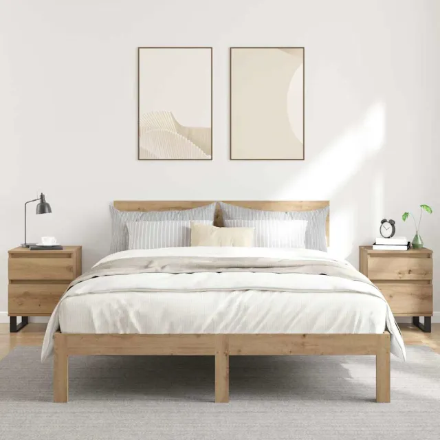 vidaXL Nachtkastjes 2 st 40x35x50cm bewerkt hout artisanaal eikenkleur, foto 2