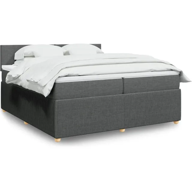 vidaXL Boxspring met matras stof donkergrijs 200x200 cm grijs