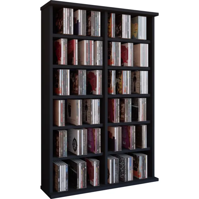 Vcm Houten CD DVD-standaard plank kabinet opslag staande plank Ronul Zwart