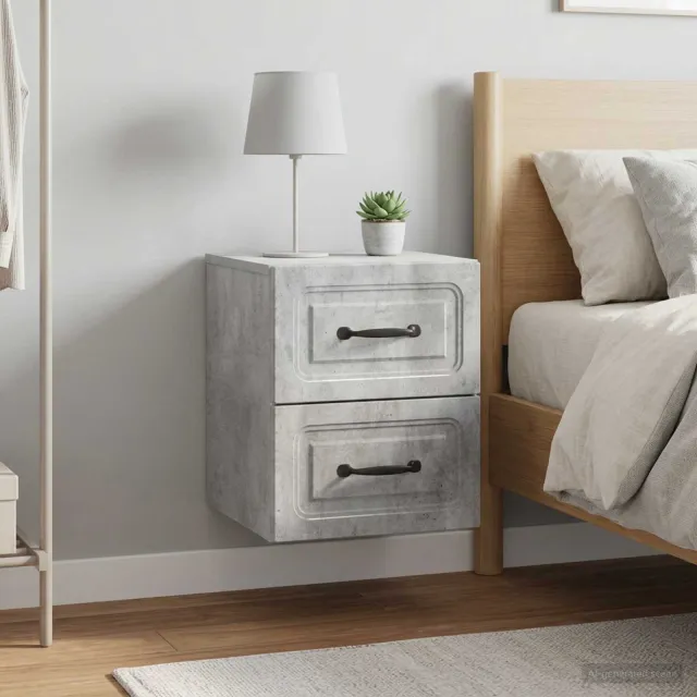 vidaXL Wandbeugel Bedkast 2 st Betongrijs 34,5 x 33 x 40 cm grijs, foto 2
