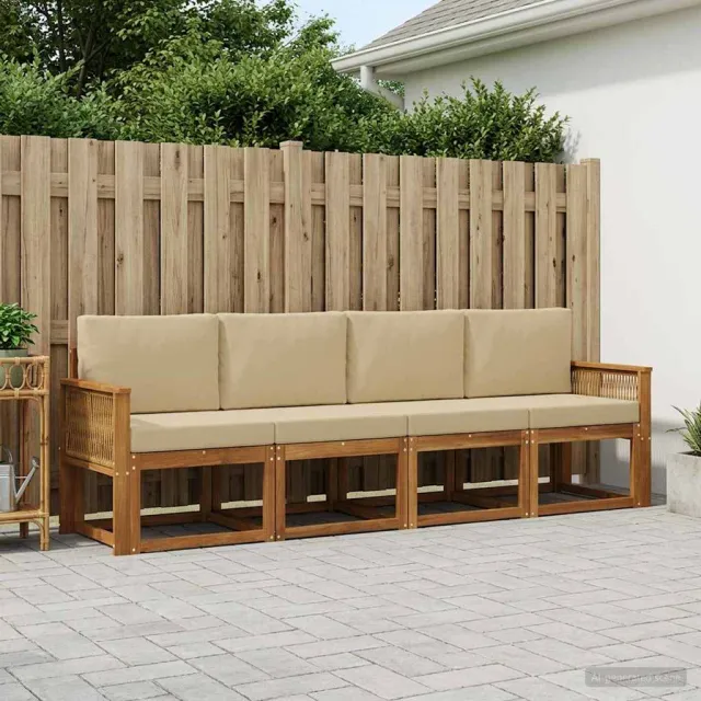 vidaXL Buiten bankenset 5 st 4-zits Natuurlijk en Beige