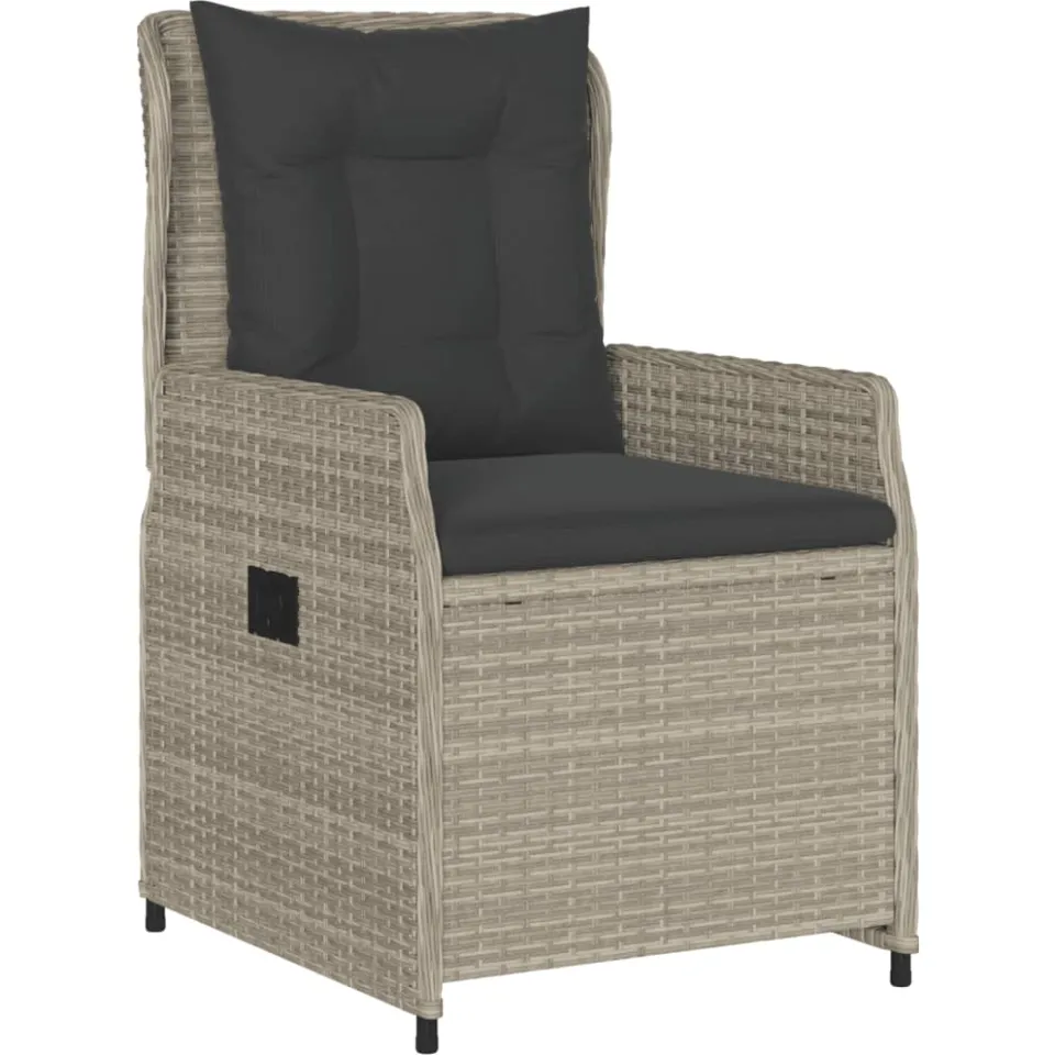 vidaXL 9-delige Tuinset met kussens poly rattan lichtgrijs
