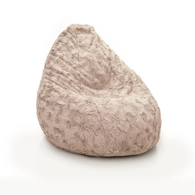 Drop & Sit compacte zitzak - stijlvolle bontlook (faux) - roze - 180L - ultiem comfort met uitneembare binnenzak