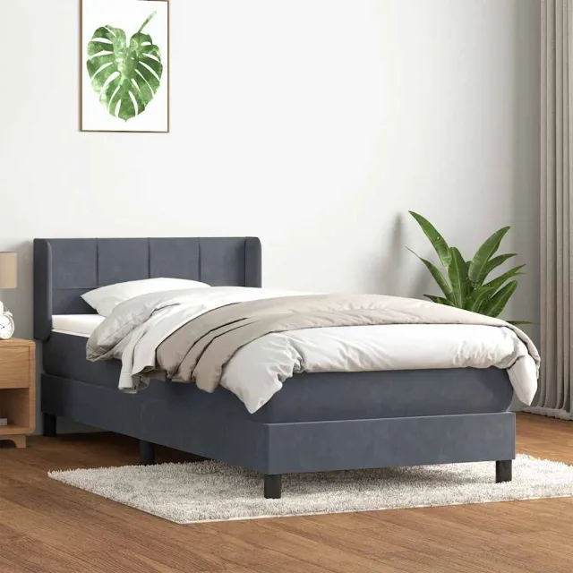 vidaXL Boxspring met matras fluweel donkergrijs 80x220 cm grijs