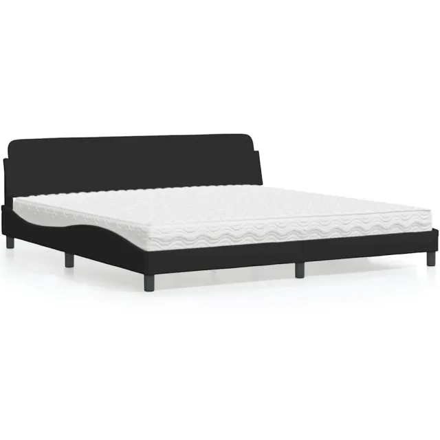 vidaXL Bed met matras "Dover" stof zwart 200x200 cm