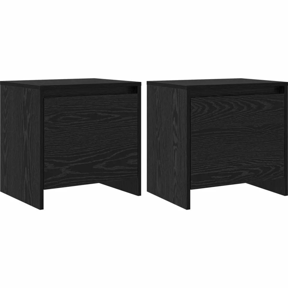 vidaXL Nachtkastje Zwart Eiken 45 x 34 x 44,5 cm Bewerkt hout, foto 3