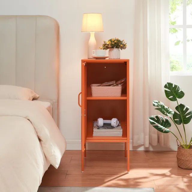 en.casa Nachtkastje Hausjärvi 82x35x35 cm staal oranje [en.casa]