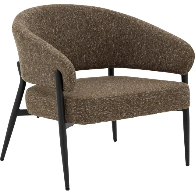 Goossens Fauteuil Sofi, Fauteuil stof gemeleerd fijn geweven bruin