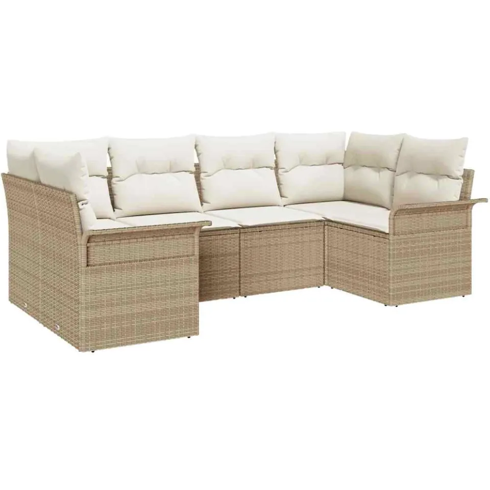 vidaXL Tuin Sofa Set 6 st Beige Poly riet
