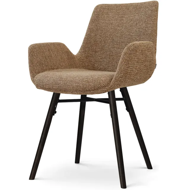 Nolon Nena-Eef eetkamerstoel bruin blend - zwart houten onderstel, foto 2