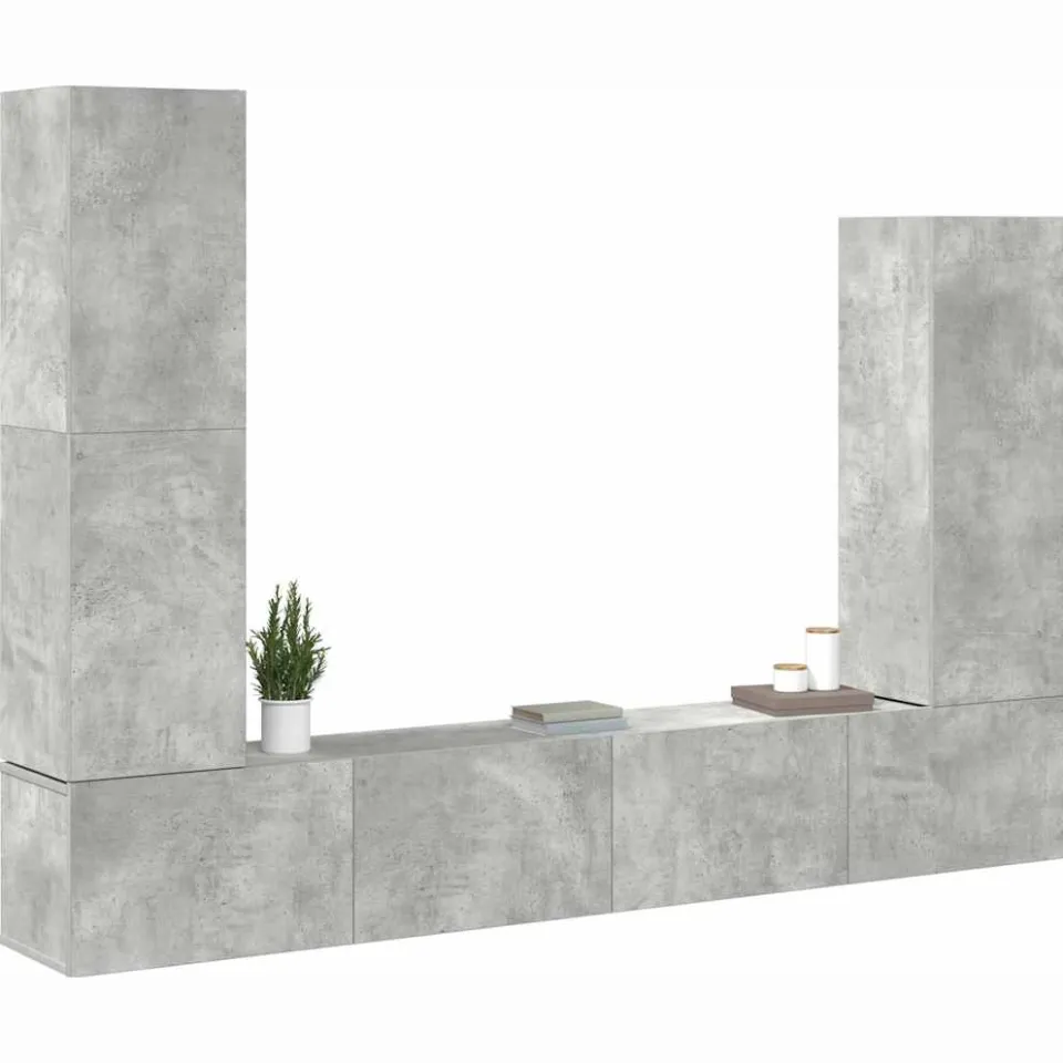 vidaXL 4-delige Tv-meubelset bewerkt hout betongrijs