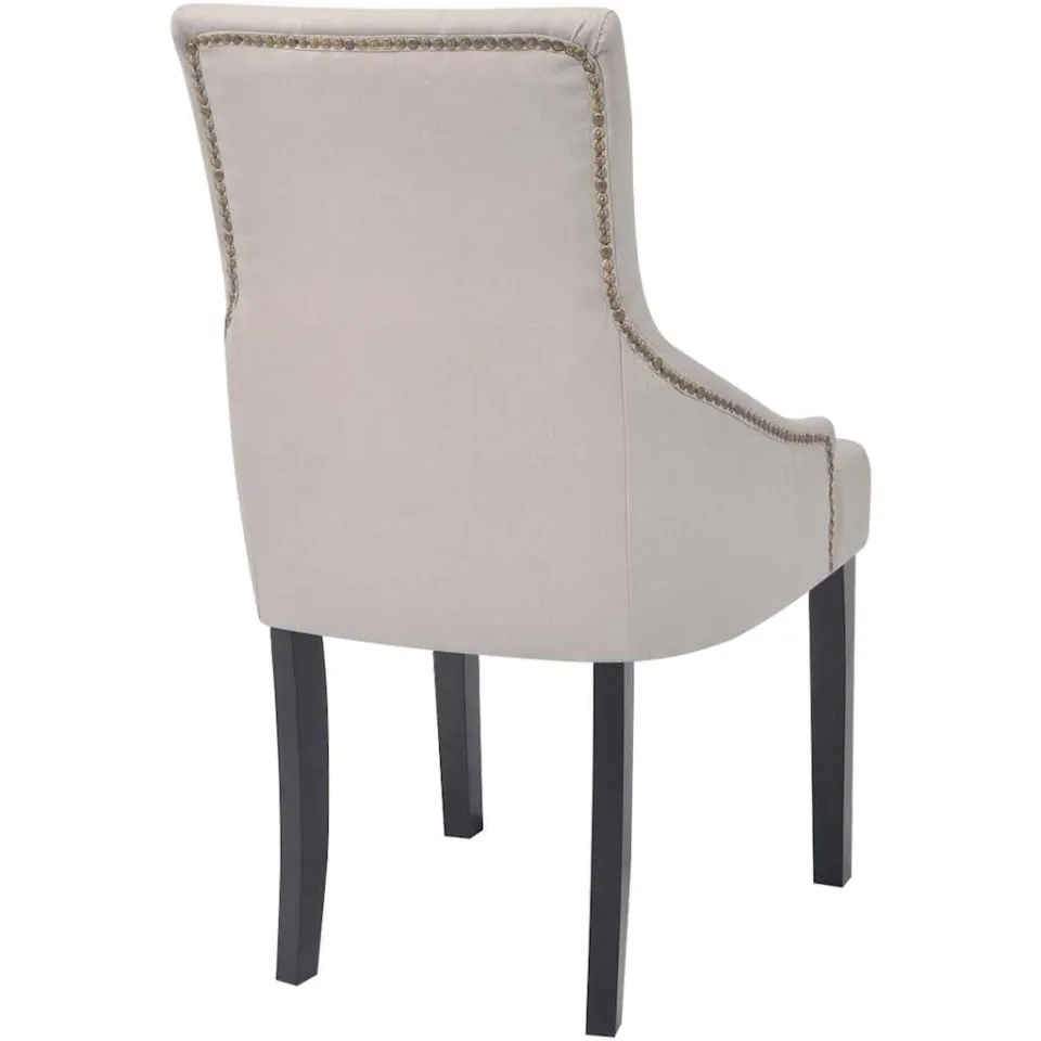 vidaXL Eetkamerstoelen 6 st stof crèmegrijs, foto 4