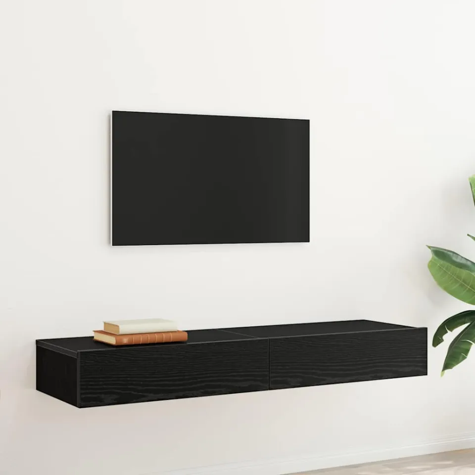 vidaXL Tv-meubels met LED-verlichting 2 st 60x35x15,5 cm zwart eikenkleurig, foto 3