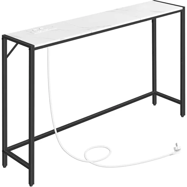 Homesy Smalle Consoletafel 24D x 110B x 74H cm, Salontafel, Entreetafel, Bijzettafel Achter de Bank, Gangtafel, Banktafel, Eenvoudige Stijl, voor Woonkamer, Hal, Slaapkamer , Wit en Zwart wıt