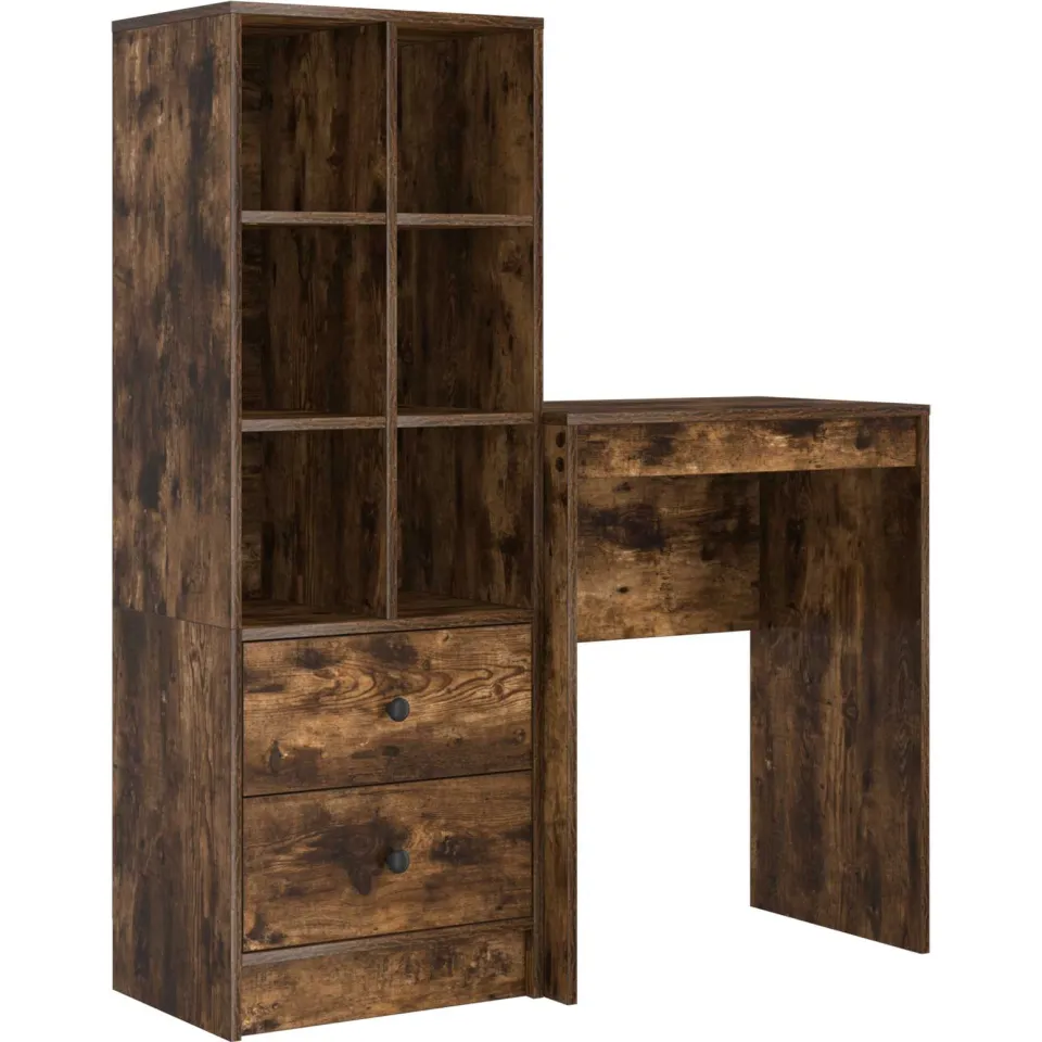 vidaXL Bureau Gerookt eiken 105,5 x 34 x 127 cm 2 st, foto 3