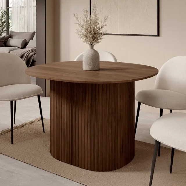 MEUBELLA Cirello - Eetkamertafel uitschuifbaar - Walnoot 120x110x77cm