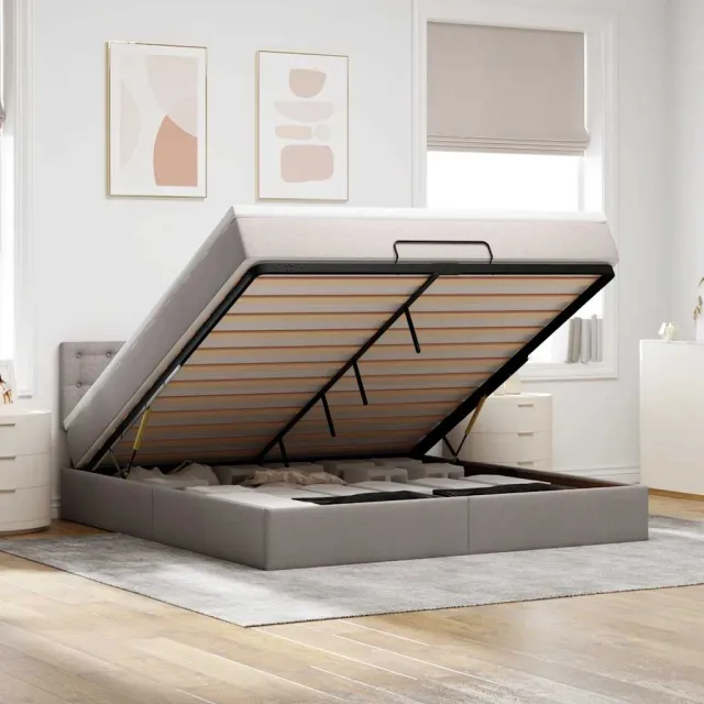 vidaXL Ottoman bed met matras 180x200cm stof taupe