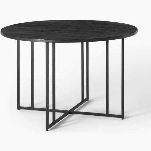 Westwing Collection Ronde eettafel Luca van mangohout, in verschillende formaten Zwart