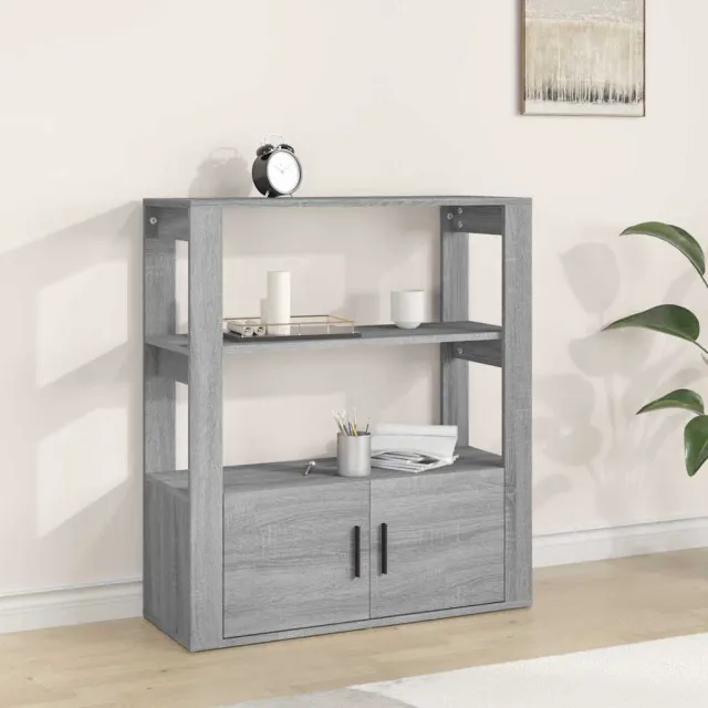 vidaXL Dressoir 80x30x90 cm bewerkt hout grijs sonoma eikenkleurig