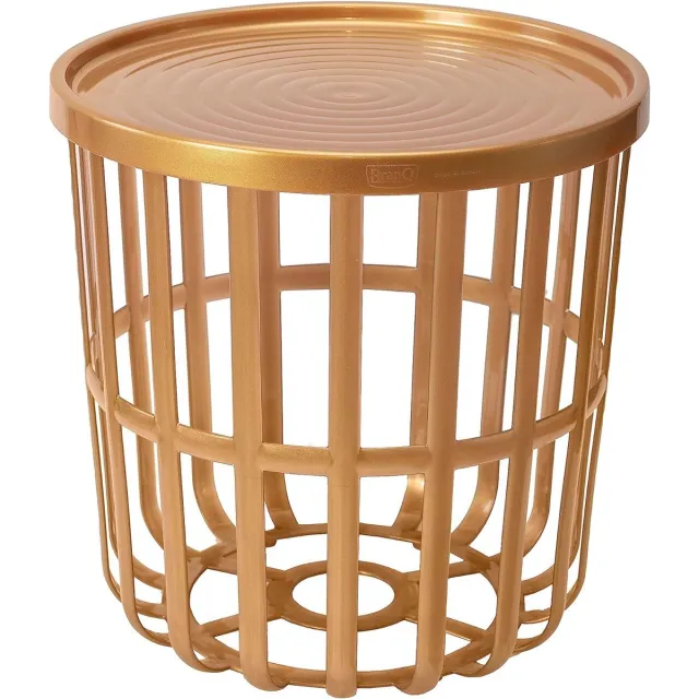 Branq Bijzettafel - Salontafel - Rond - Met opbergmand - 40 x 40 x 40 cm - Gold