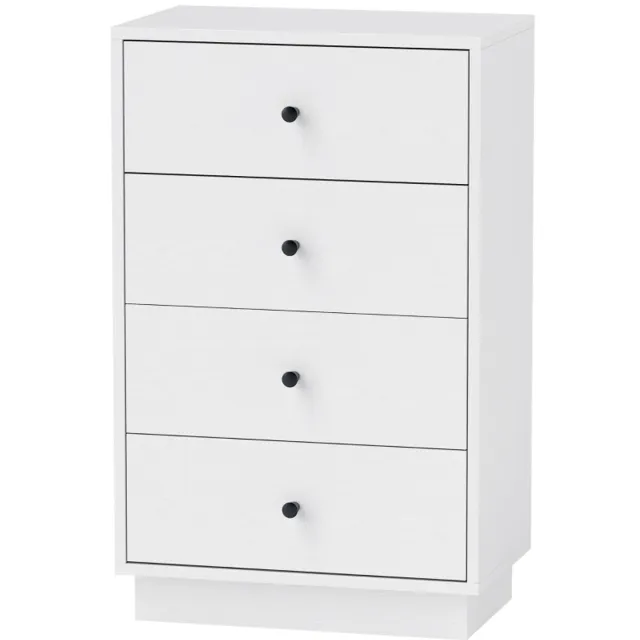 Wishdor Ladekast Opbergkast Met 4 Lades - Modern Minimalistisch - Spaanplaat - Wit - 47 X 29 X 75 Cm