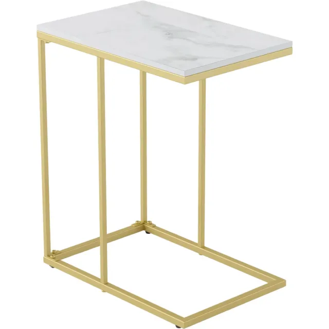 Bolt Edge Vierkante salontafel - Woonkamer - Marmerlook - Bijzettafel - Side table Wit