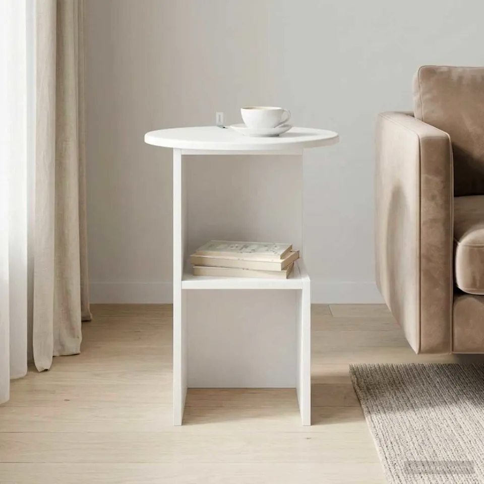 vidaXL Bijzettafel Wit Ø 39,5 x 55 cm Bewerkt hout, foto 3