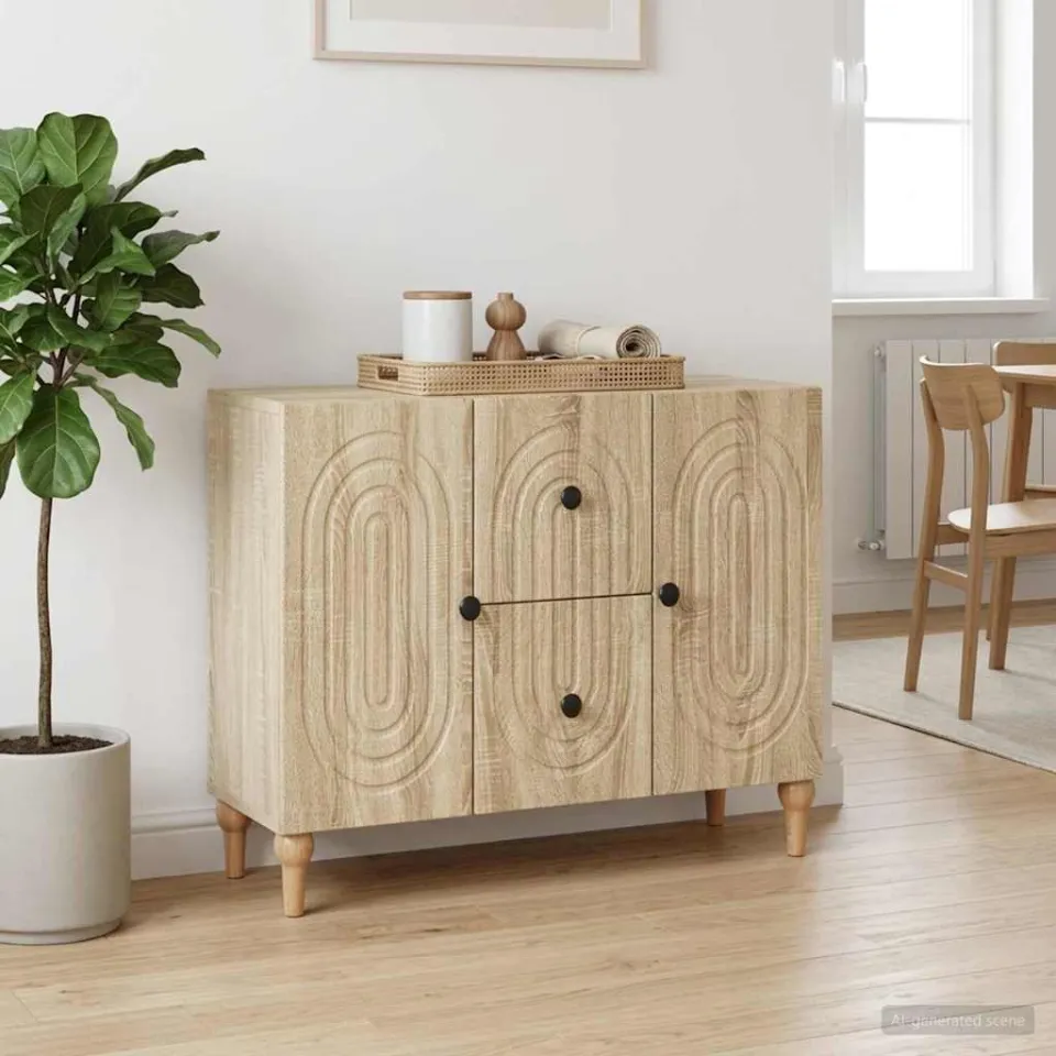 vidaXL TV-kast met lade Sonoma Eiken 89 x 34,5 x 60 cm Bewerkt hout, foto 3