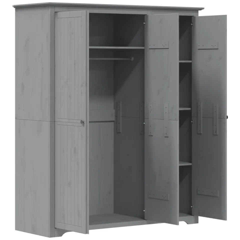 vidaXL Kledingkast BODO 146x53,5x173 cm massief grenenhout grijs, foto 4