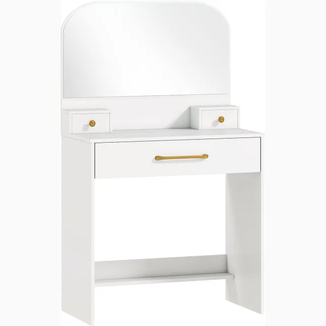 GranMaison Kaptafel met spiegel en verlichting - Make up tafel - Make up - Toilettafel - Met lades - Wit