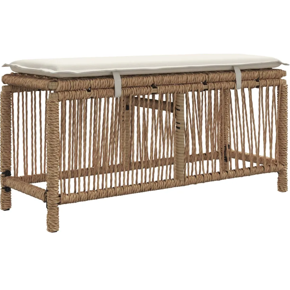 vidaXL Tuin eettafelset 3 st 2-zits Beige en Crème poly rattan, foto 4