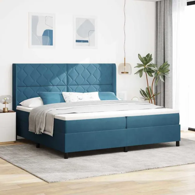 vidaXL Boxspringbed met hoofdeinde Blauw 200 x 200 cm Fluweel