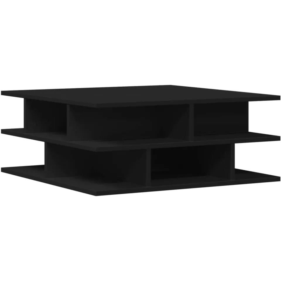 vidaXL Salontafel 70x70x29 cm bewerkt hout zwart, foto 4
