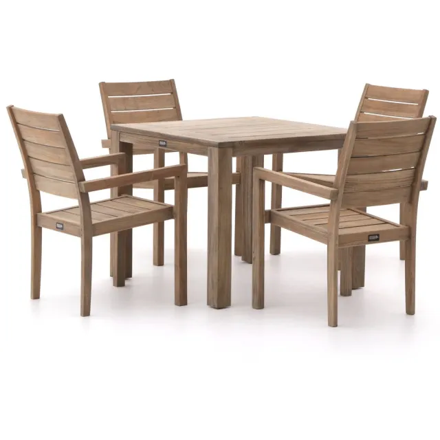ROUGH Furniture ROUGH-S dining tuinset 90cm 5-delig stapelbaar Bruin