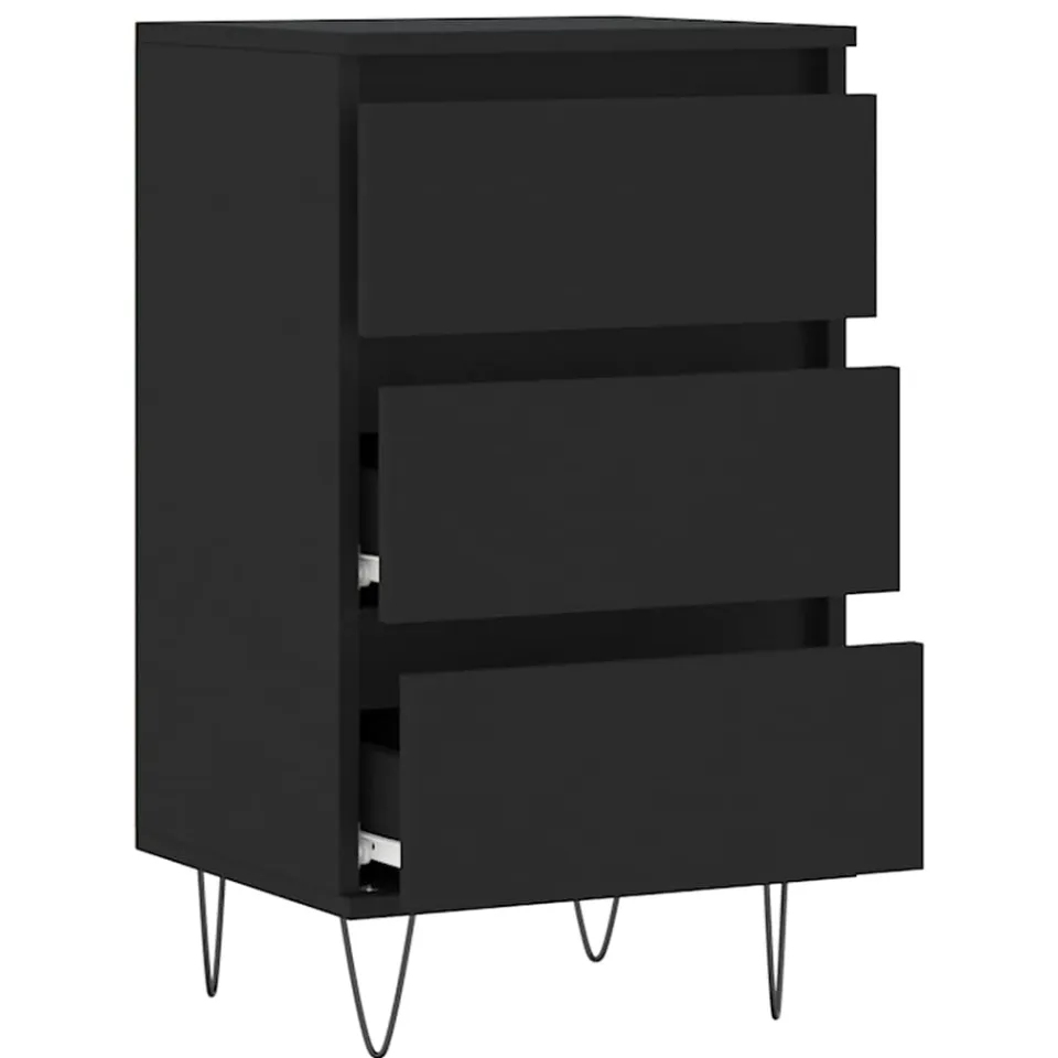 vidaXL Dressoir 40x35x70 cm bewerkt hout zwart, foto 4